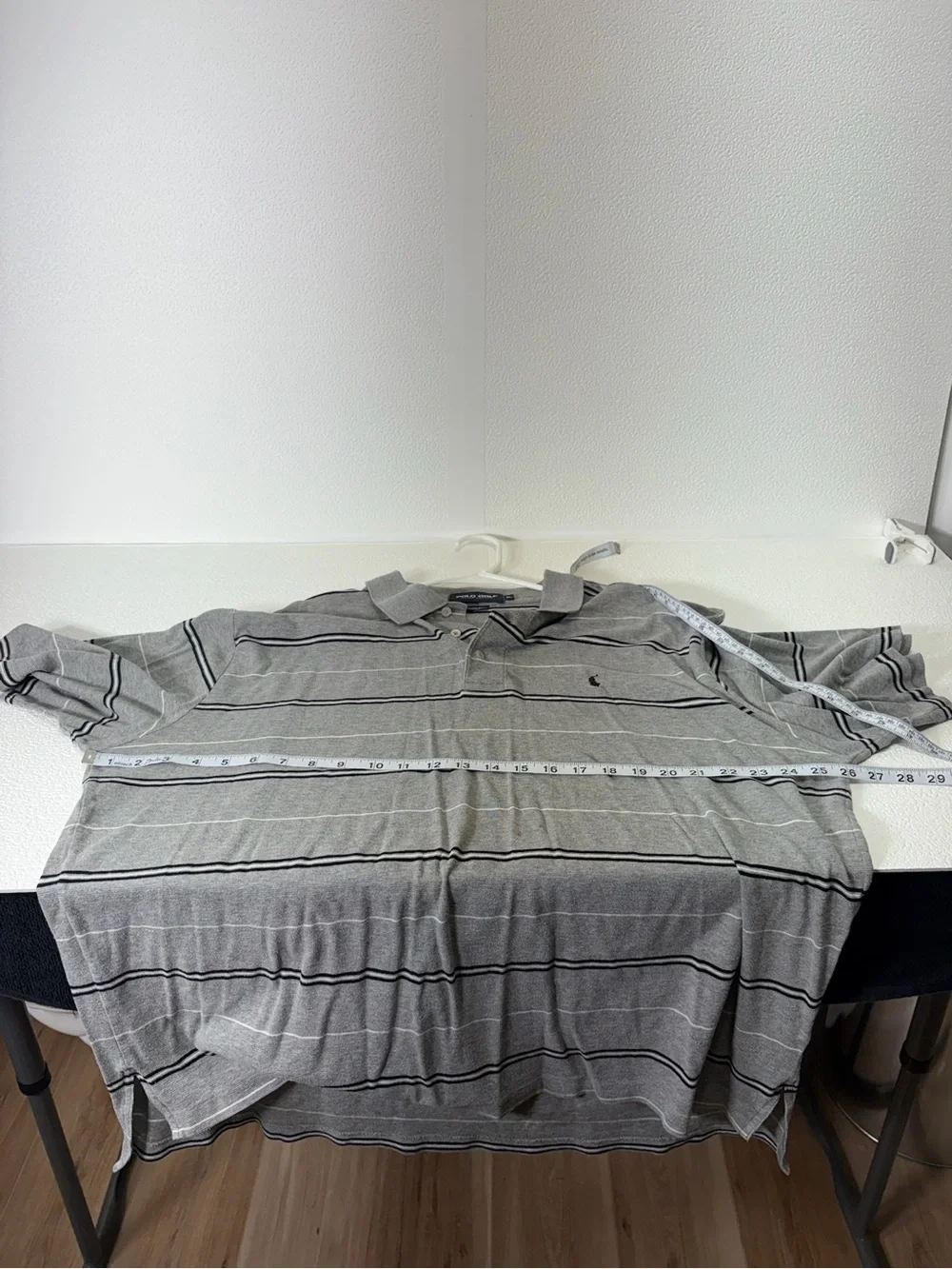 Ralph Lauren Gray Polo with Black & White Stripes 1762